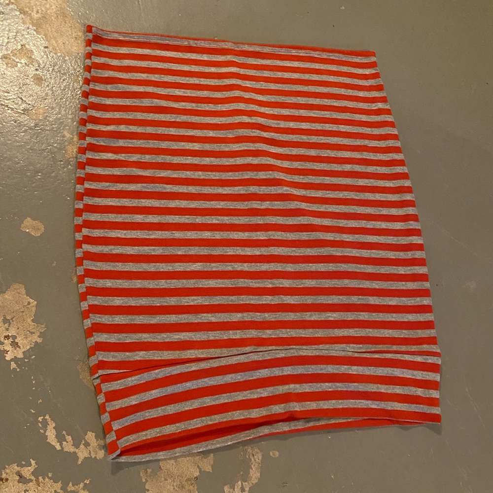 Stretchy striped pencil skirt burnt orange gray leggings waistband